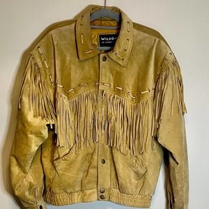 Vintage Wilsons Leather Suede Fringe Bomber Cowboy Western Jacket, Men's Size XL